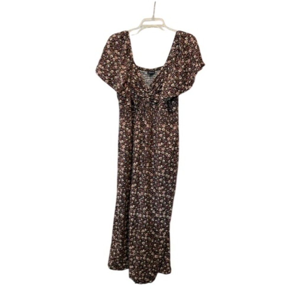 Torrid Women Floral Wide Leg Jumpsuit Flutter Sleeve Smocked Back Boho Black 2X